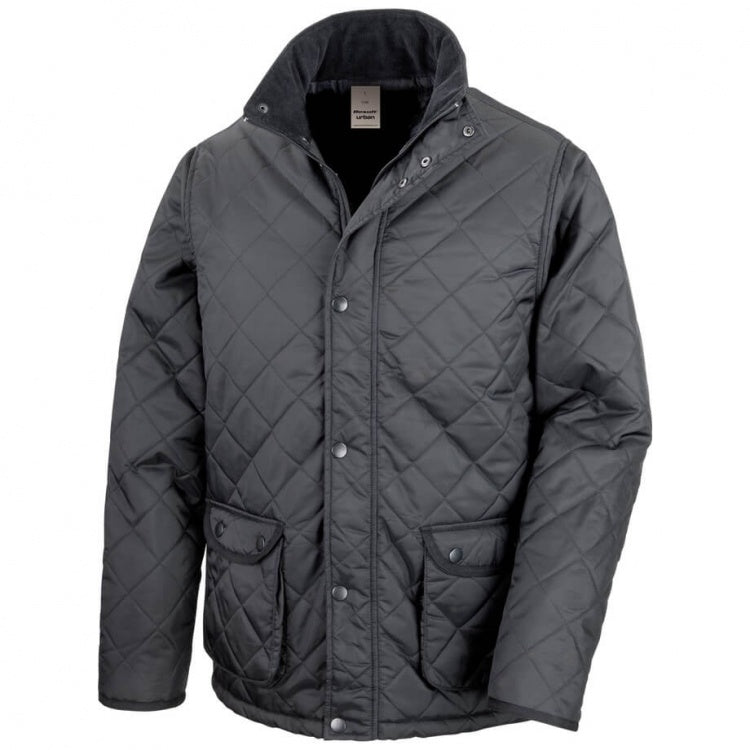 MENS CHELTENHAM QUILTED JACKET RESULT R 195X BLACK SIZE S-2XL