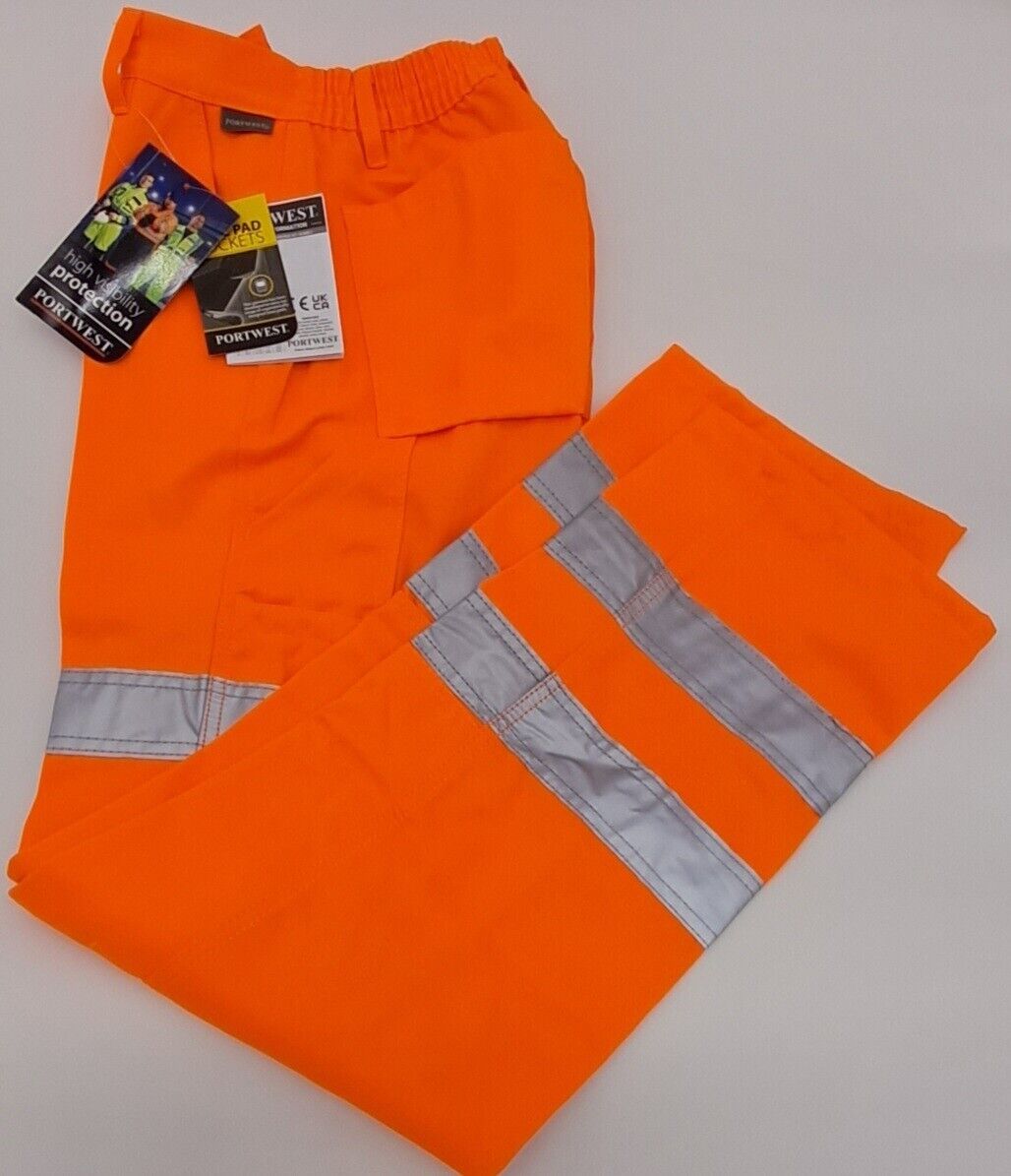 MENS WORKWEAR ORANGE TROUSERS RT49 PORT WEST SIZE S-3XL