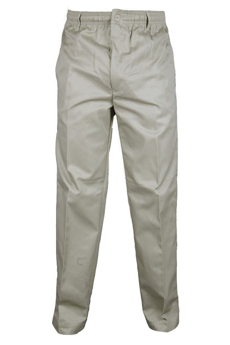 MENS ELASTICATED WAIST CASUAL TROUSERS BEIGE SIZE 30"-40"