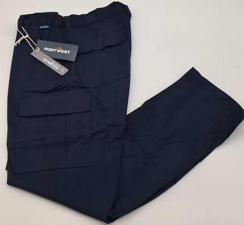 MENS PORT WEST STRETCH COMBAT TROUSERS NAVY S231 SIZE 28"-40"