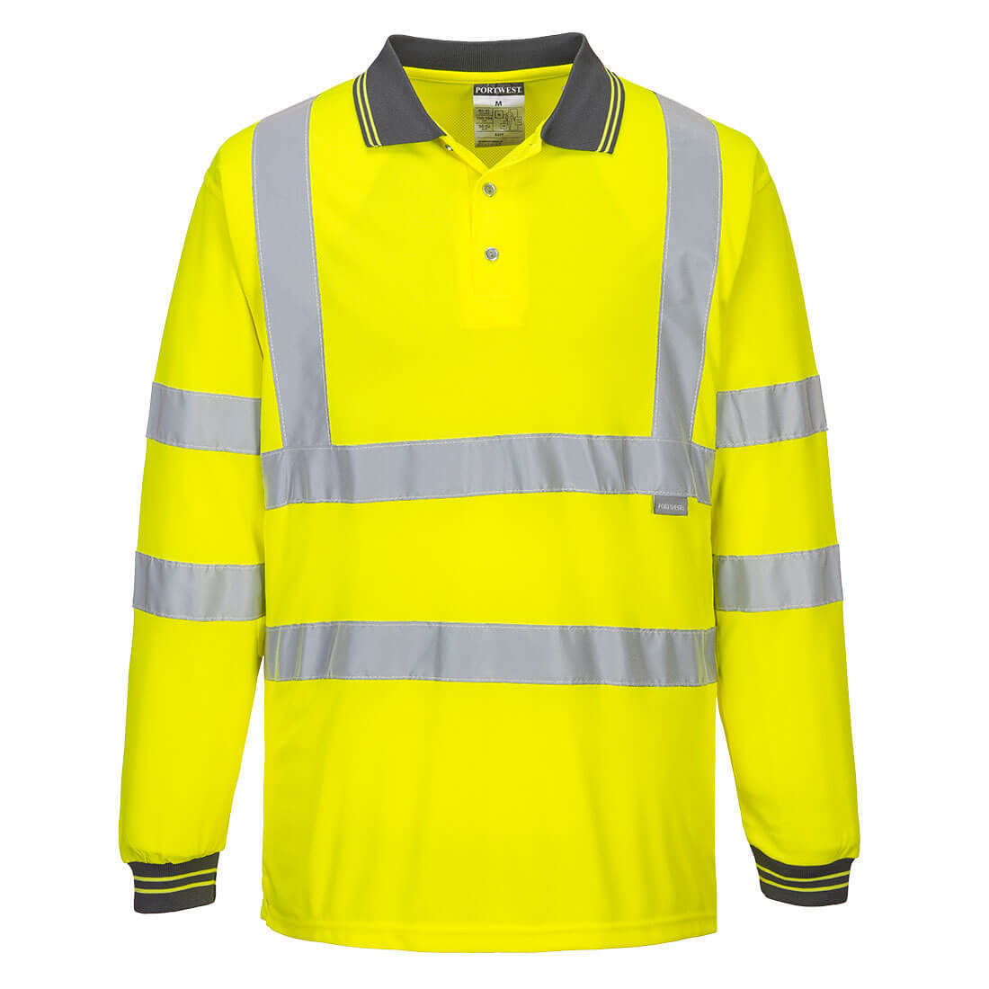 WORKWEAR PORT WEST HI VIS POLO T-SHIRT S277 YELLOW SIZE XS-2XL