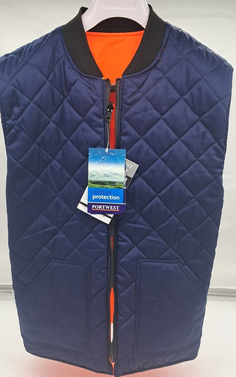 MENS HI VIS WORKVEAR S 469 ORANGE REVERSIBLE BODYWARMER SIZE S LAST ONE