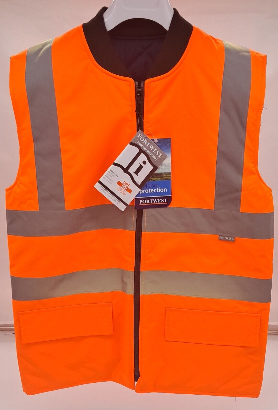 MENS HI VIS WORKVEAR S 469 ORANGE REVERSIBLE BODYWARMER SIZE S LAST ONE