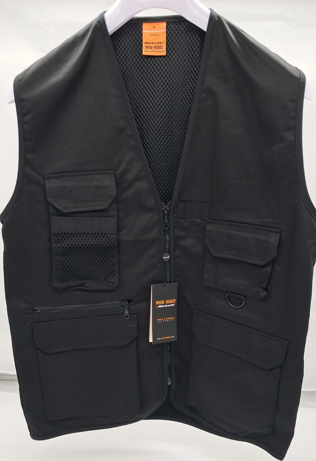 RESULT WORK GUARD SAFARI WAISTCOAT R045X BLACK SIZE  S-2XL