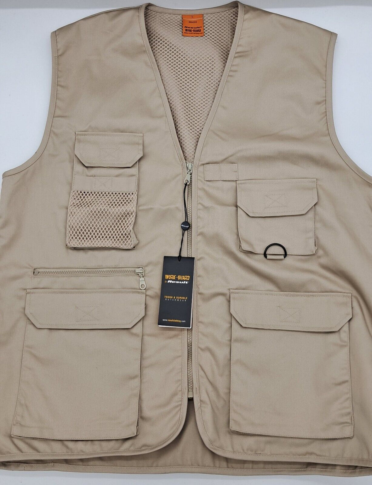 RESULT WORK GUARD SAFARI WAISTCOAT R045X CAMEL BEIGE SIZE S-2XL