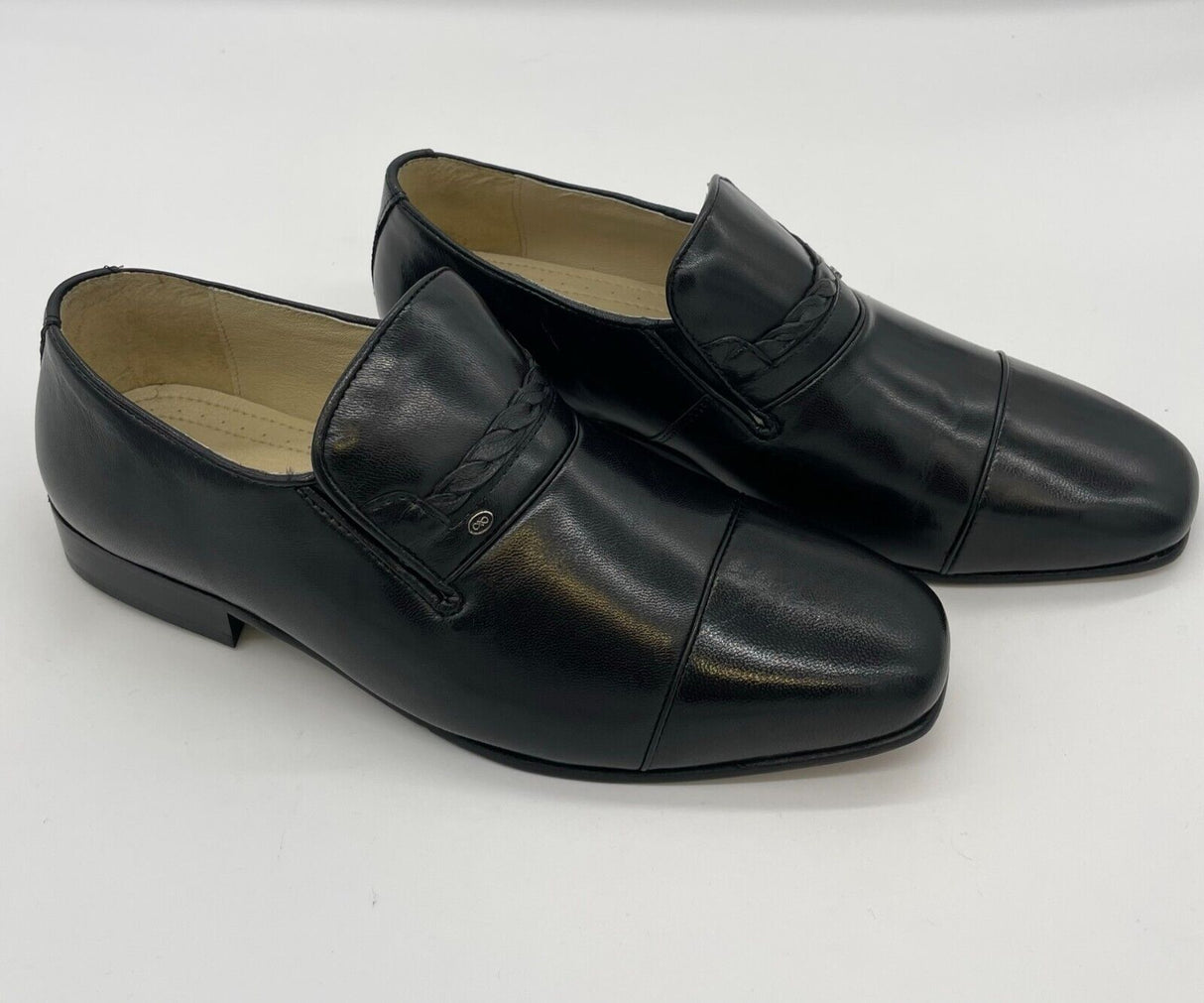 MENS ALL LEATHER SHOE SLIP ON BLACK SIZE 7 AND 11