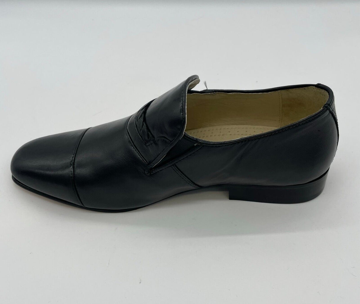 MENS ALL LEATHER SHOE SLIP ON BLACK SIZE 7 AND 11