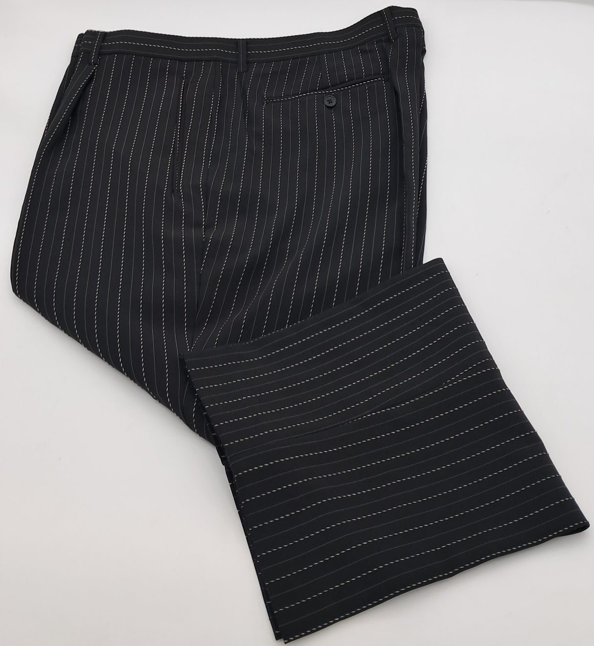 BIG SIZE MENS  LOOSE FIT TROUSERS LAROCHE PARIS SHEN BLACK&WHITE STRIPE SIZE 42"-48" WAIST