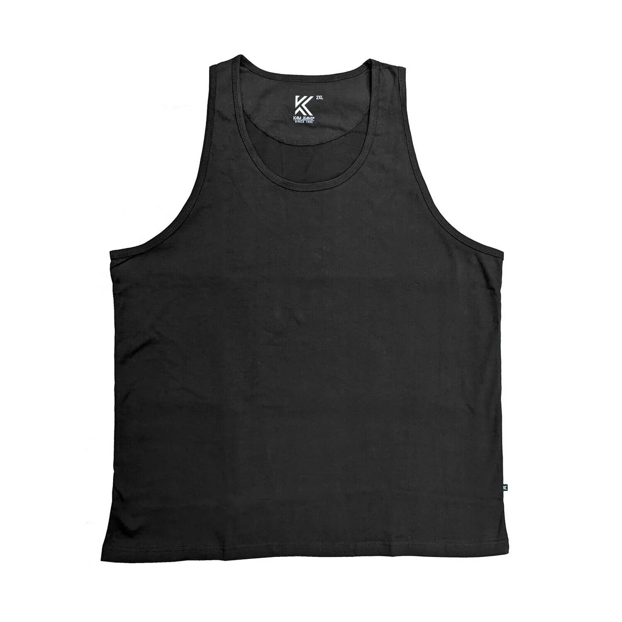 MENS OUTSIZE PLAIN VESTS KAM BLACK SIZE 2XL-8XL