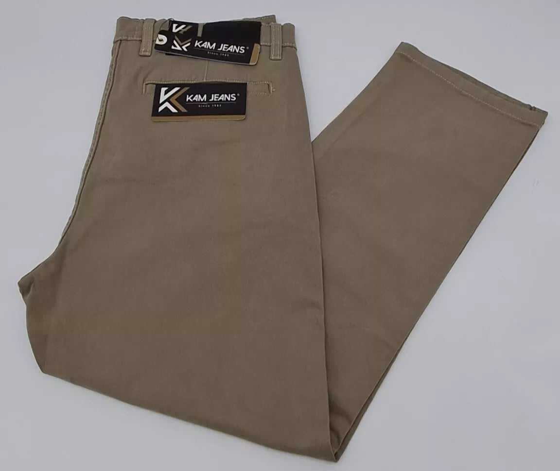 MENS OUTSIZE STRETCH CHINO TROUSERS SIZE 40" TO 52" WAIST STONE COLOUR