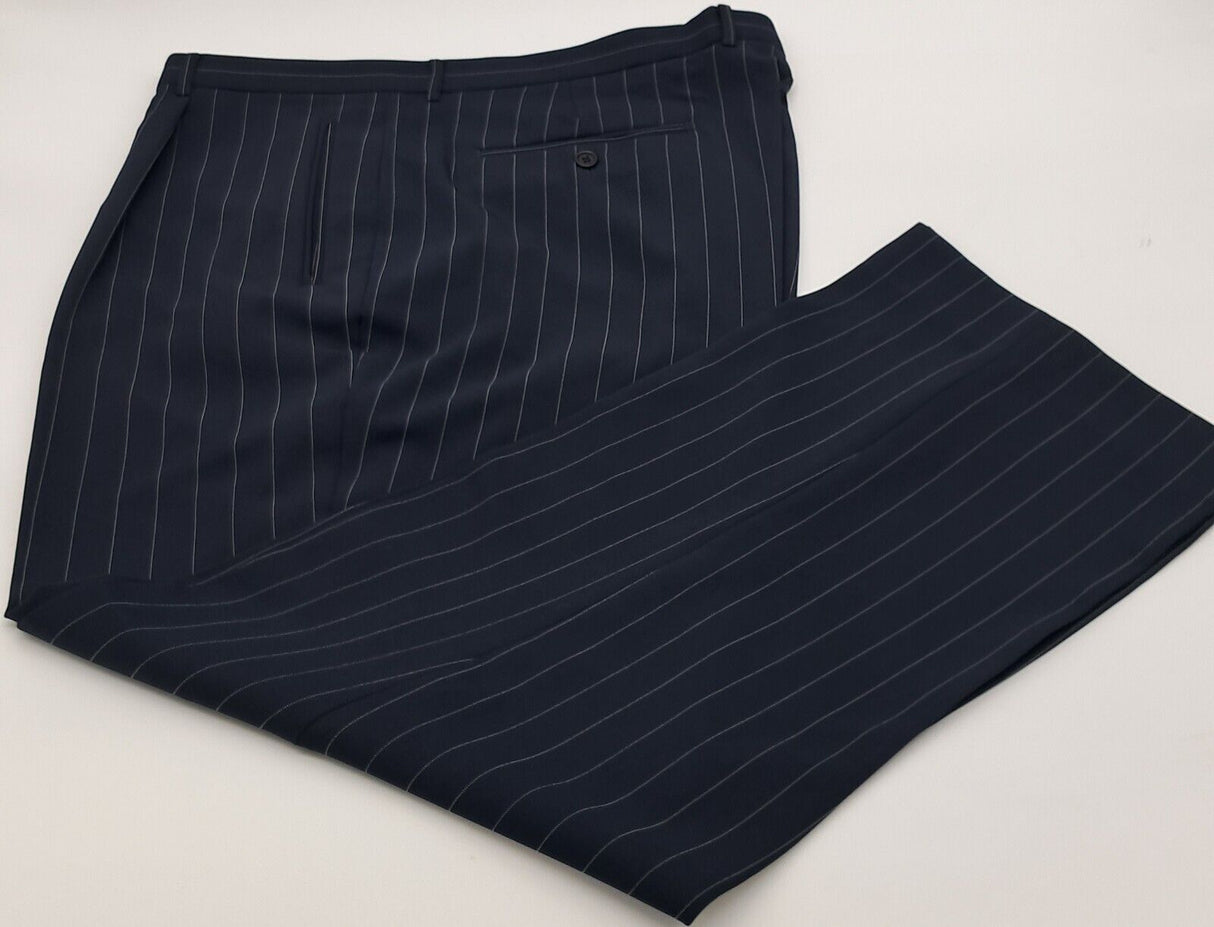 BIG SIZE LOOSE FIT TROUSERS LAROCHE PARIS CITY STRIPE NAVY SIZE 42"-48" WAIST