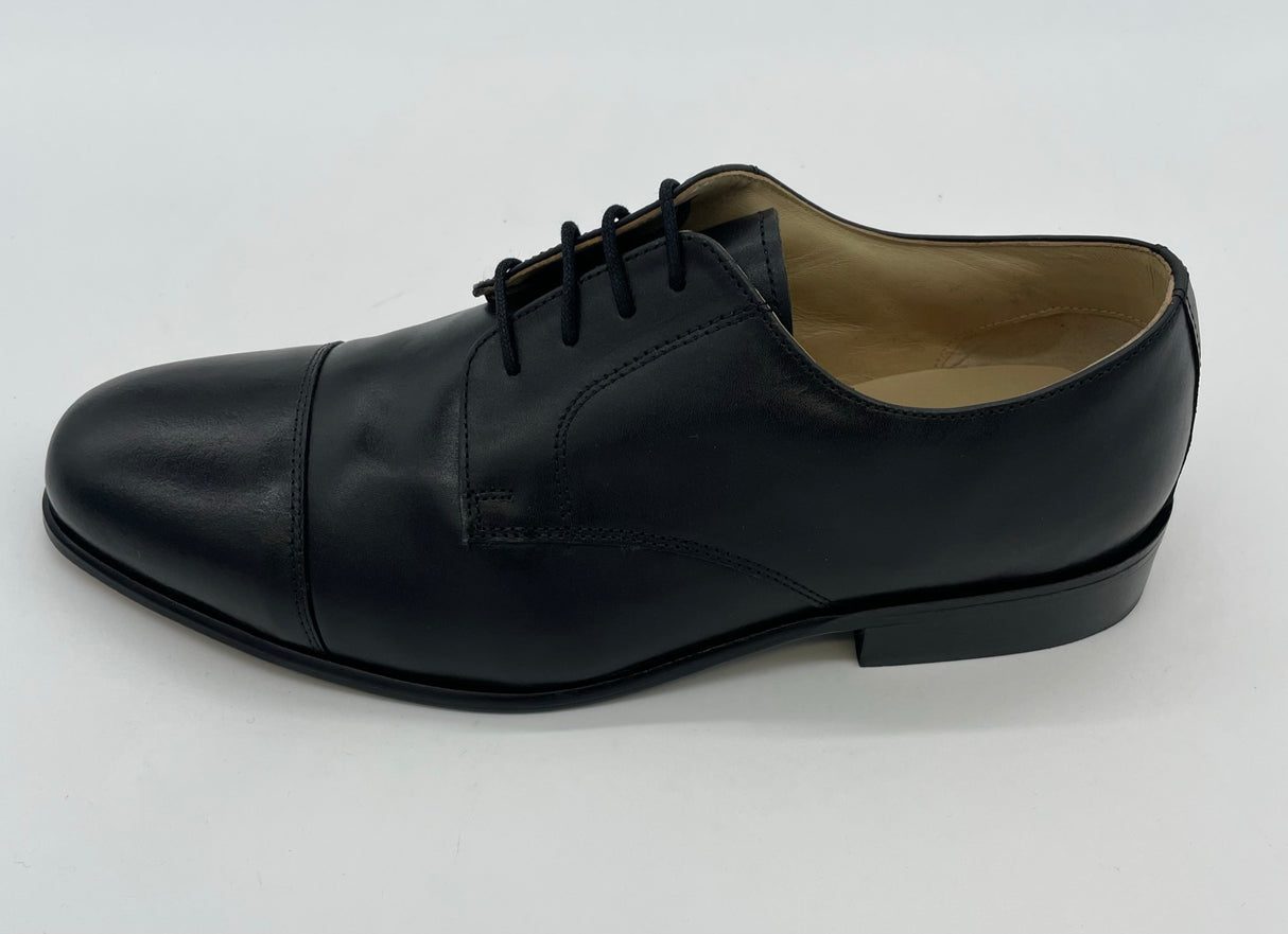 BLACK LEATHER LACE UP SHOES CAT06 3756