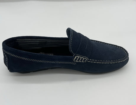 MENS LEATHER SUEDE LOAFER NAVY SIZE 7-12