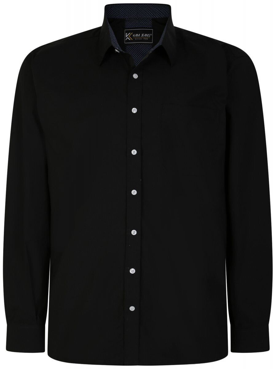 MENS   OUTSIZE LONG SLEEVE STRETCH SHIRT BLACK BIG SIZE FROM 2XL TO 8XL