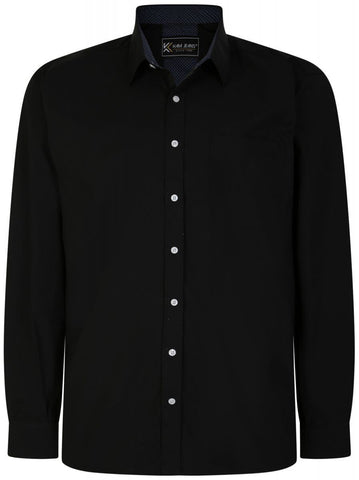 MENS   OUTSIZE LONG SLEEVE STRETCH SHIRT BLACK BIG SIZE FROM 2XL TO 8XL