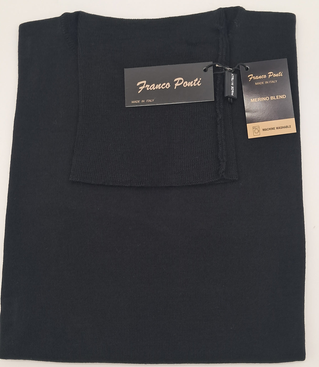 MENS LONG SLEEVE JUMPER ROLL NECK FRANCO PONTI BLACK SIZE S-2XL