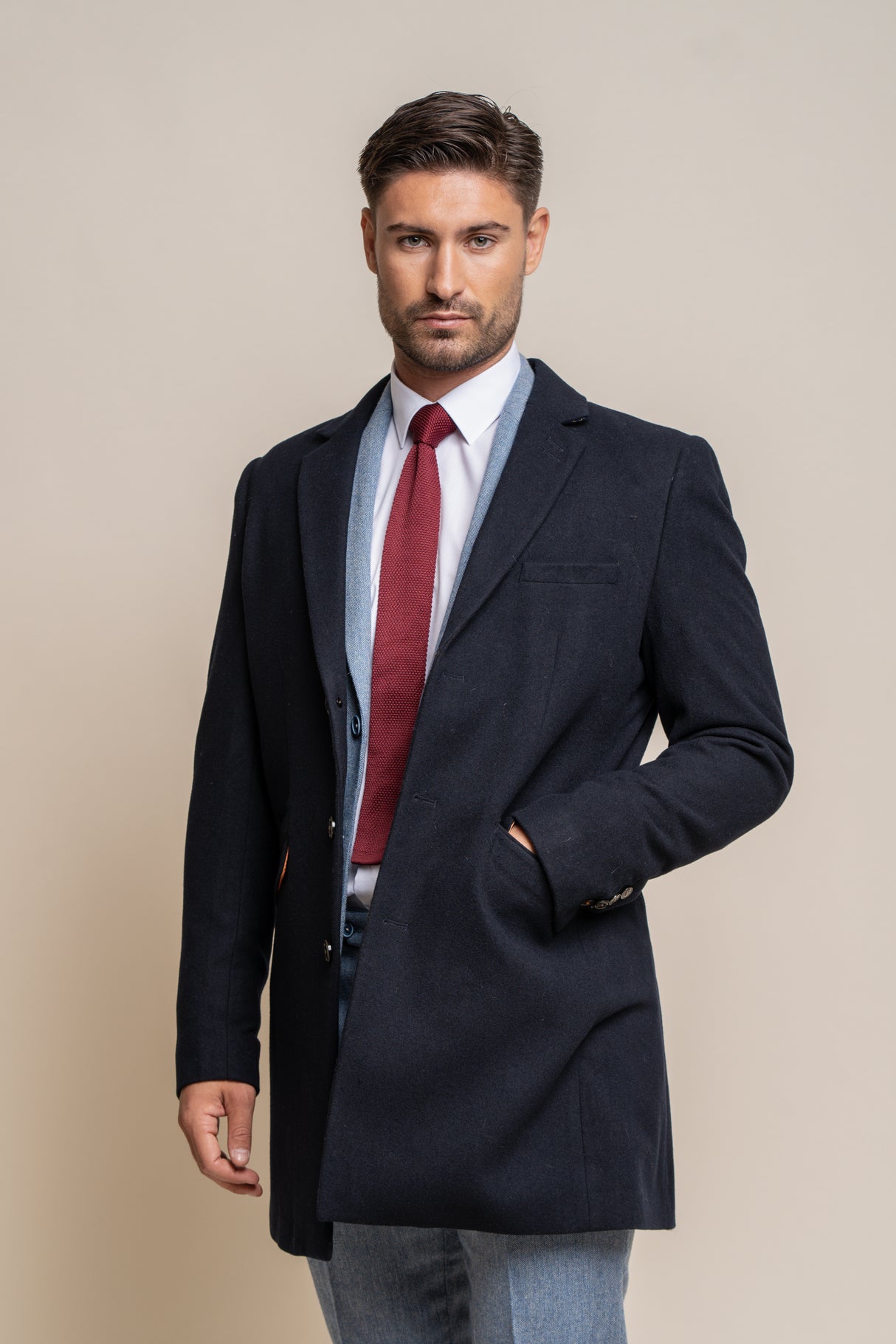 CAVANI PLAIN OVERCOAT NAVY AND BLACK 3300