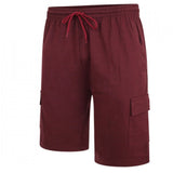 MENS BIG SIZE SHORTS TERRY CARGO SHORTS BURGUNDYSIZE 2XL-8XL