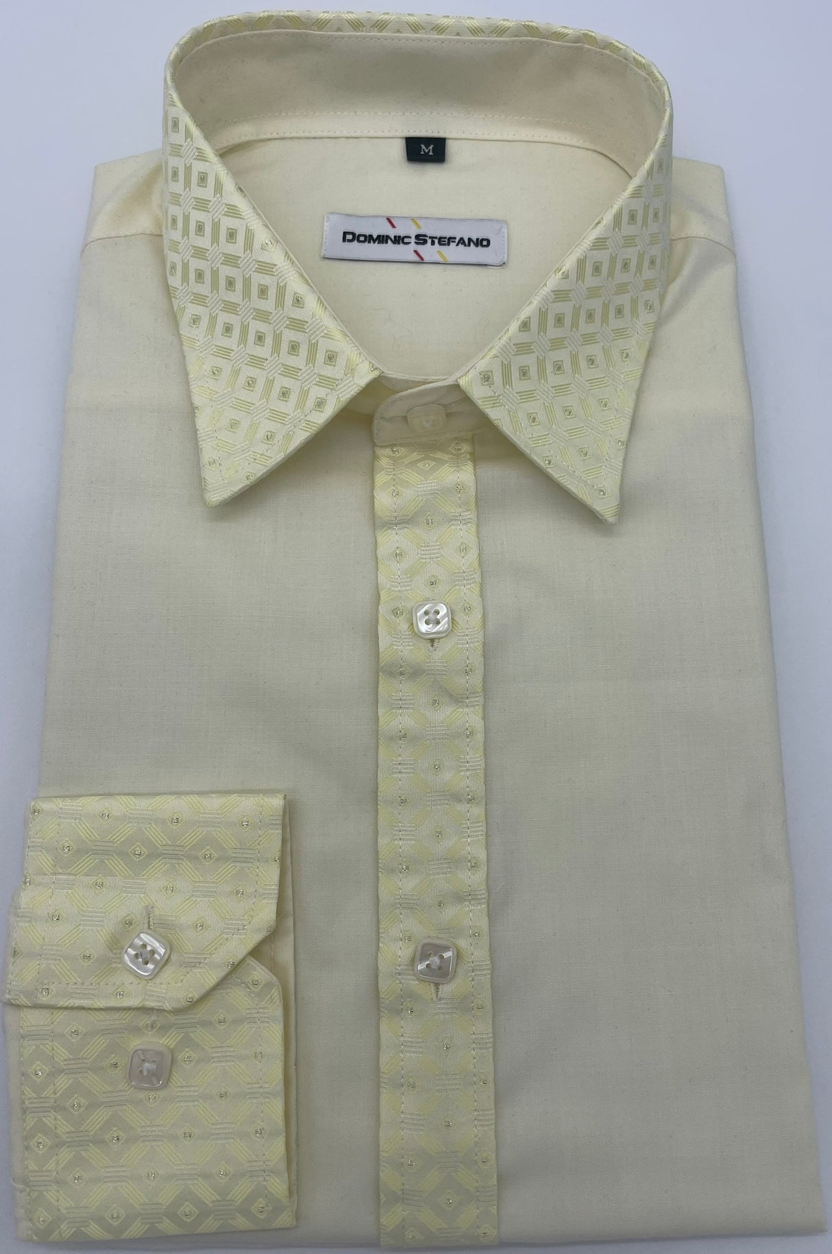 MENS  DOMINIC STEFANO CREAM SHIRT FANCY COLLAR  SIZE 2XL TO 4XL 318X-2-3734