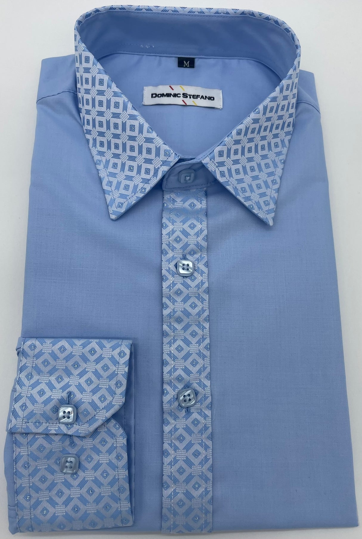 MENS  DOMINIC STEFANO LIGHT BLUE PARTY SHIRT SIZE 2XL TO 4XL  318X-5-3735