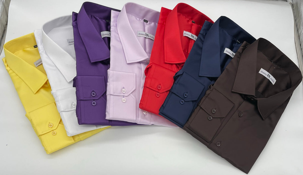 MENS  DOMINIC STEFANO SATIN LONG SLEEVE  PARTY SHIRT 8 COLOURS AVAILABLE  SIZE 2XL TO 4XL 422