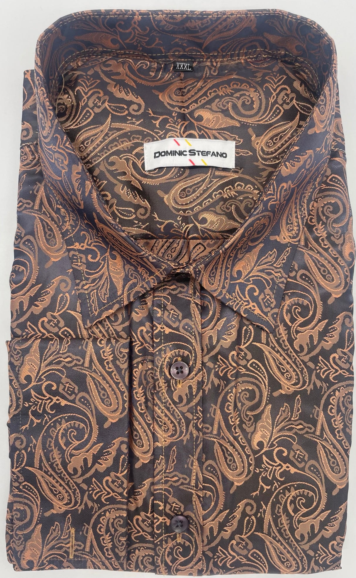 MENS DOMINIC STEFANO SATIN PAISLEY SHIRT LONG SLEEVE SIZE 2XL TO 4XL