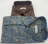 MENS DOMINIC STEFANO SATIN PAISLEY SHIRT LONG SLEEVE SIZE 2XL TO 4XL