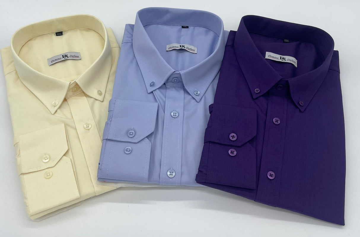 MENS  DOMINIC STEFANO LONG SLEEVE BUTTON DOWN COLLAR 3 COLOUR OPTIONS  SIZE 3XL TO 4XL 436