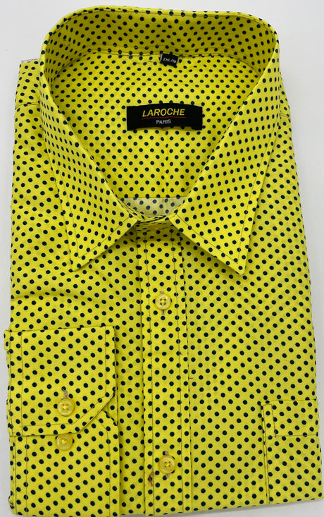 LAROCHE POLKA DOT LONG SLEEVE SHIRT  SIZE S TO 2XL 3708