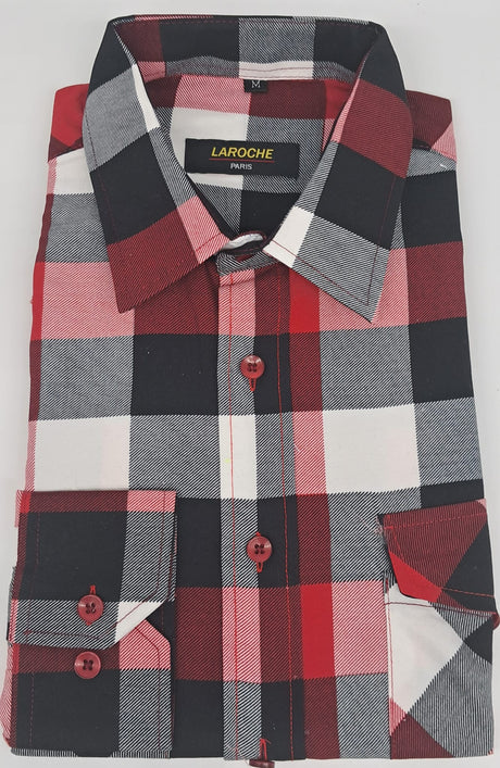 MENS LAROCHE LONG SLEEVE  SHIRT LUMBERJACK PATTERN 2 COLOURS SIZE 2XL TO 4XL  504-1-2