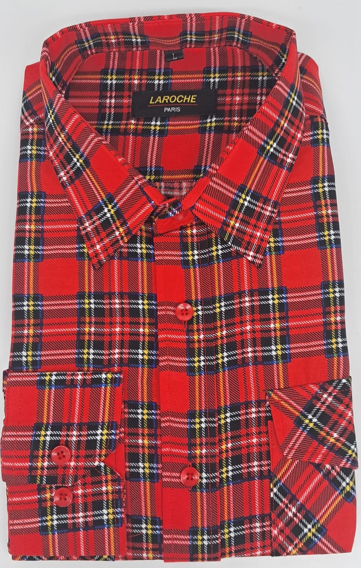 MENS  LAROCHE LONG SLEEVE CHECK  CASUAL SHIRT 3 COLOURS  SIZE 2XL TO 4XL 504 8/9/10