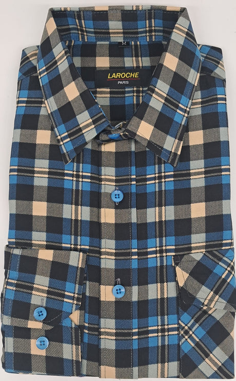 MENS LAROCHE LUMBERJACK LONG SLEEVE  CASUAL SHIRT 3 COLOURS  SIZE 2XL TO 4XL504