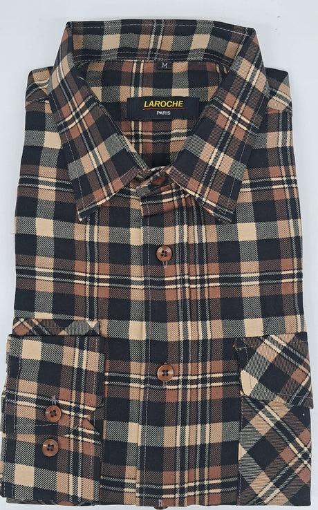 MENS LAROCHE LUMBERJACK LONG SLEEVE  CASUAL SHIRT 3 COLOURS  SIZE 2XL TO 4XL504