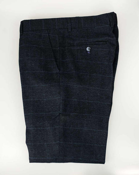 DRACO NAVY CHECK TROUSER SIZE 30"-46"